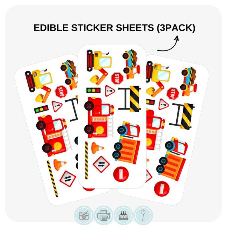 EDIBLE STICKER SHEETS | Trucks & Roadworks