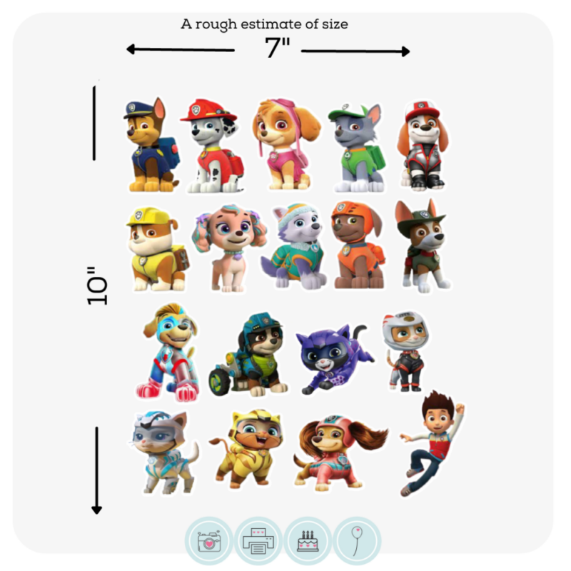 Paw Patrol Characters 2023 Precut Icing Shapes