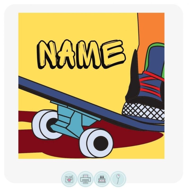 Bright Skateboard - Square Edible Cake Topper