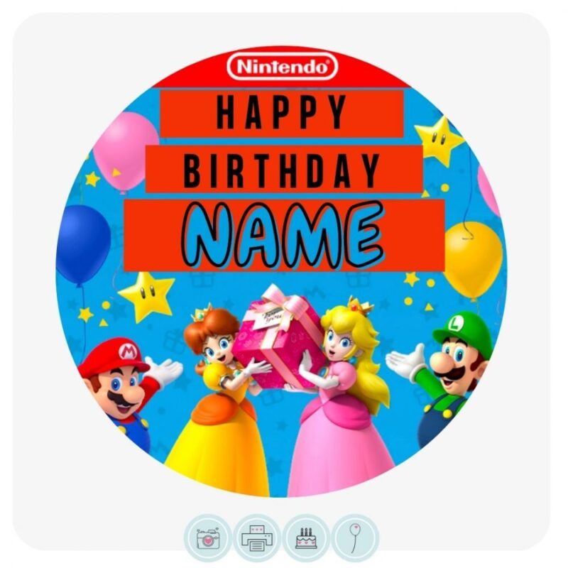 Nintendo Happy Birthday -  Edible Cake Topper