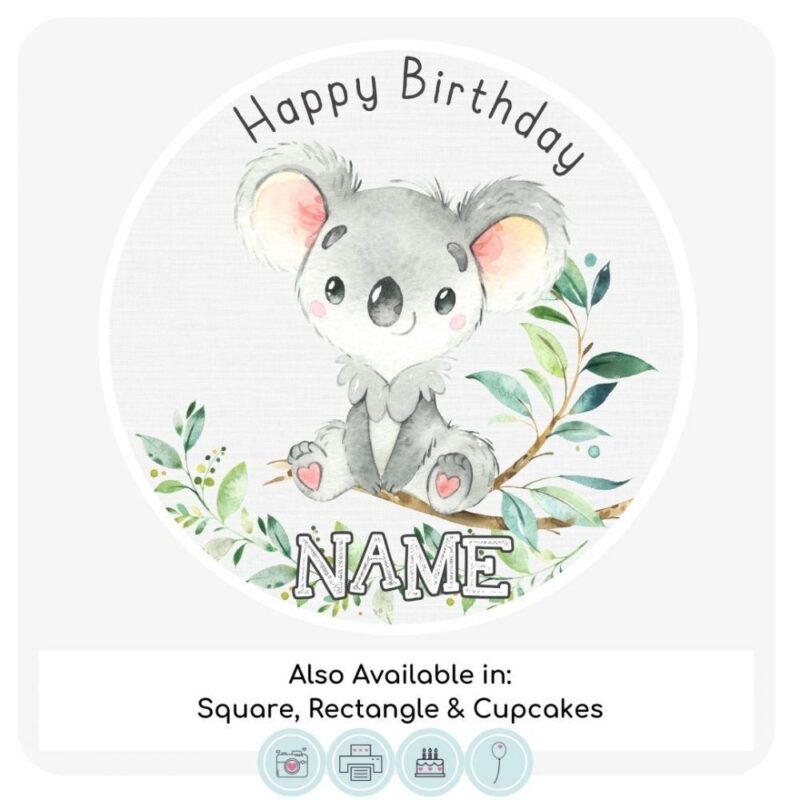 Watercolour Koala Themed Cake Topper