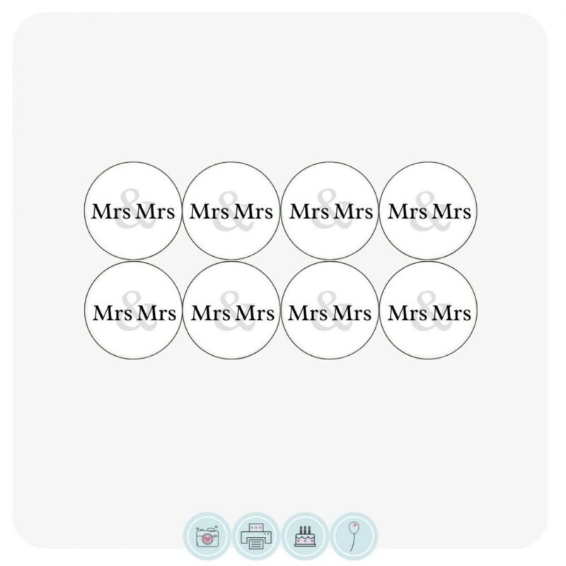 Mrs & Mrs - Edible Cupcake Toppers