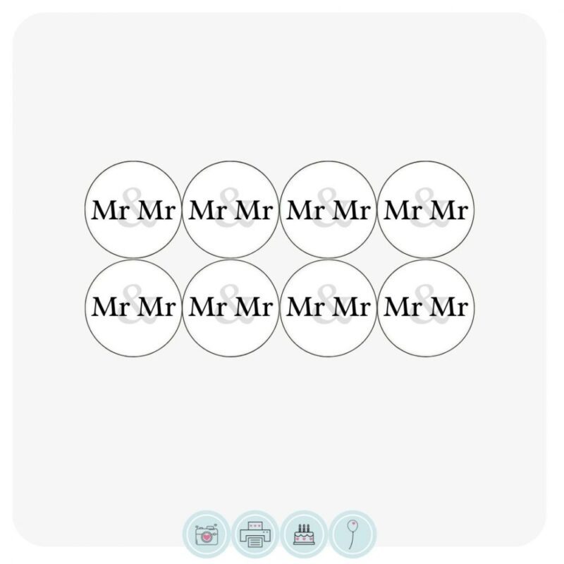 Mr & Mr - Edible Cupcake Toppers