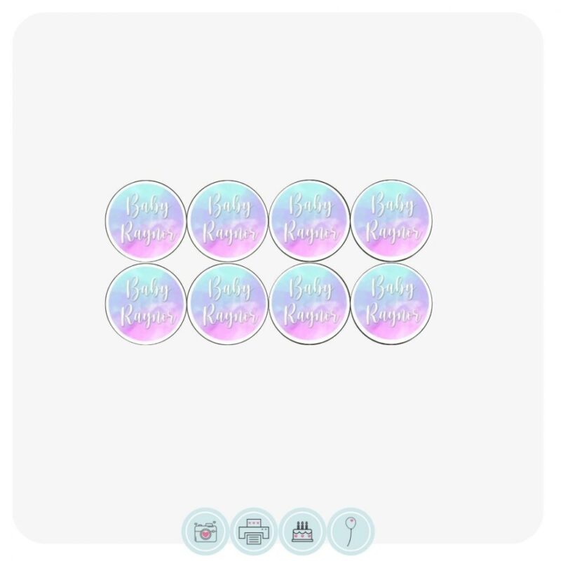 Watercolour Baby Shower Cupcake Toppers