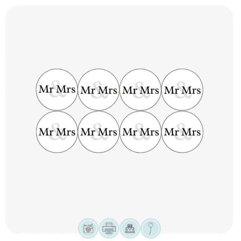 Mr & Mrs - Edible Cupcake Toppers