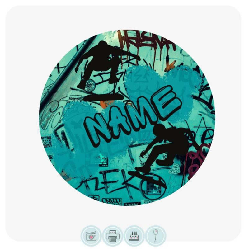 Skateboard graffiti- Edible Cake Topper