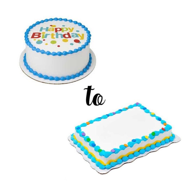 Upgrade 8in round to A4 size cake