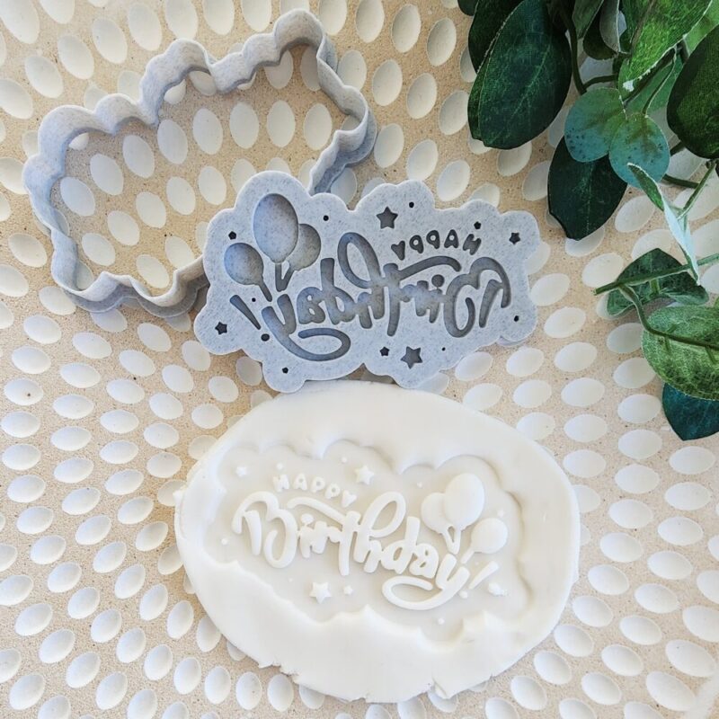 Happy Birthday Celebrate | Fondant Cookie Stamp and Cutter