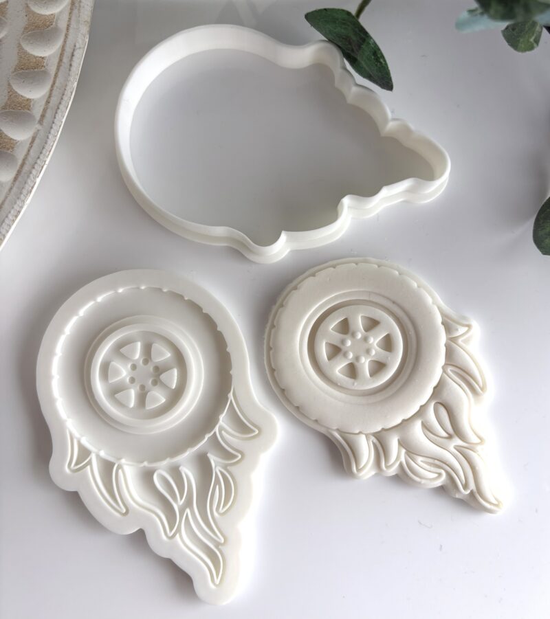 Flame Tire Hotwheel | Fondant Cookie Stamp Cutter Set
