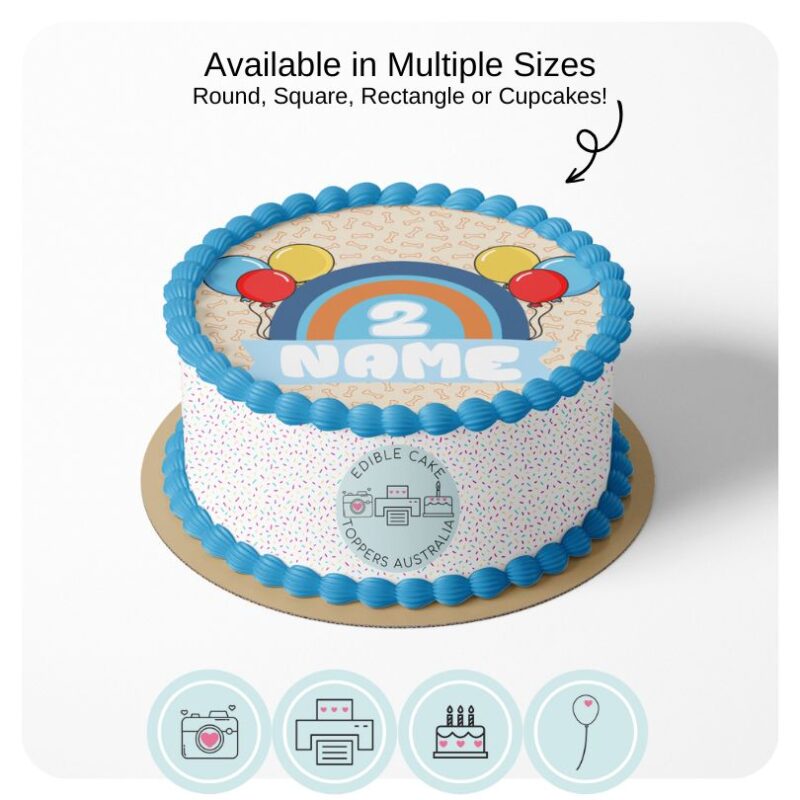 Rainbow Bluey Boho Edible Cake Topper