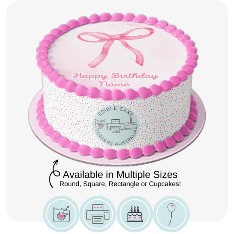Coquette Pink Bow Cake Topper