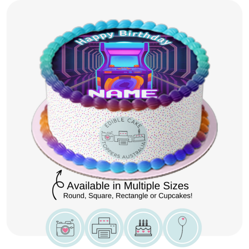 Neon Arcade Cake Topper