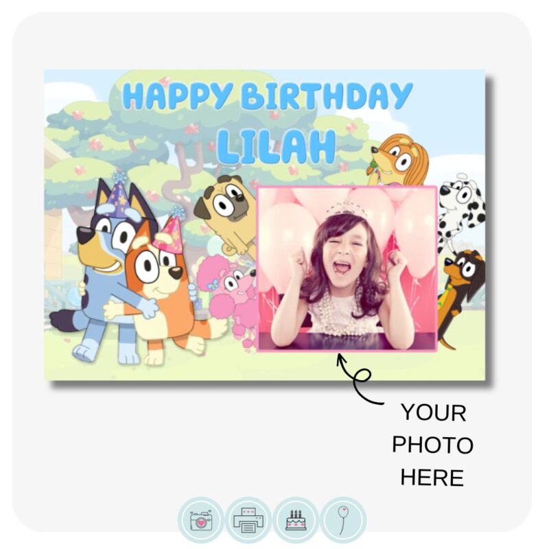 Bluey with Photo Rectangle Edible Cake Topper