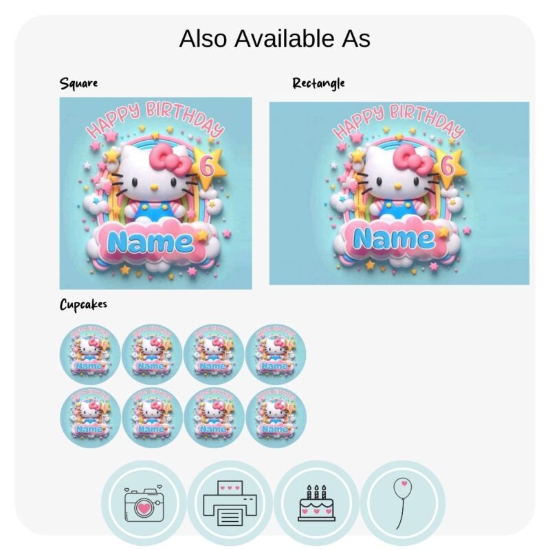 Hello Kitty Rainbow Edible Cake Topper - Image 2