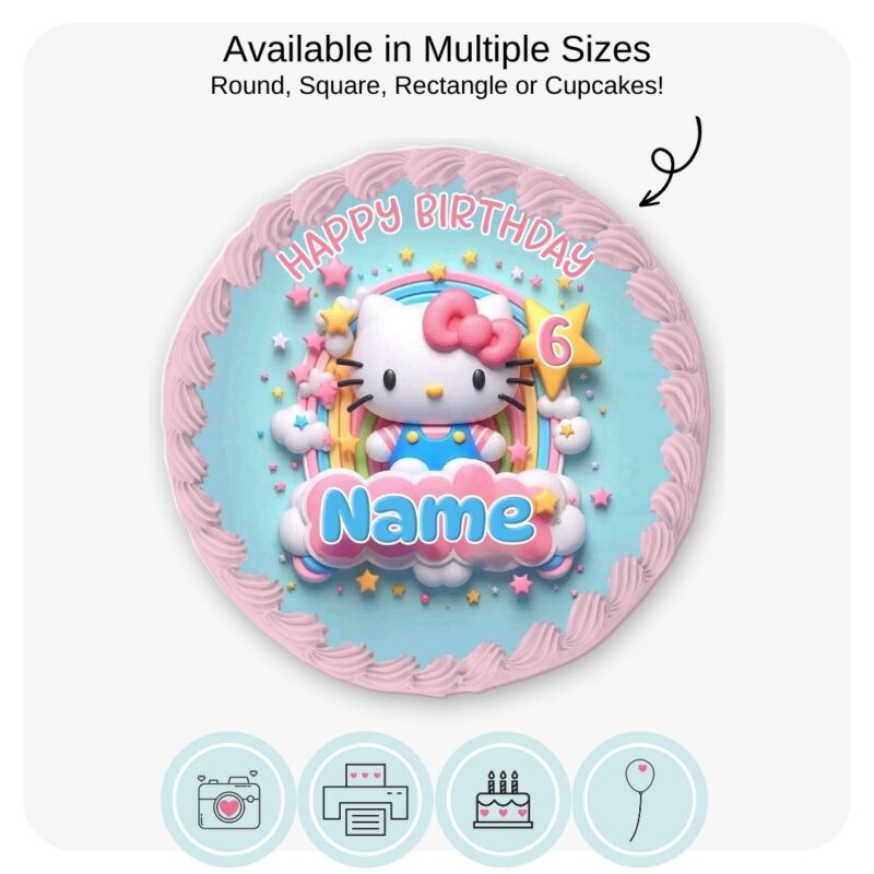 Hello Kitty Rainbow Edible Cake Topper